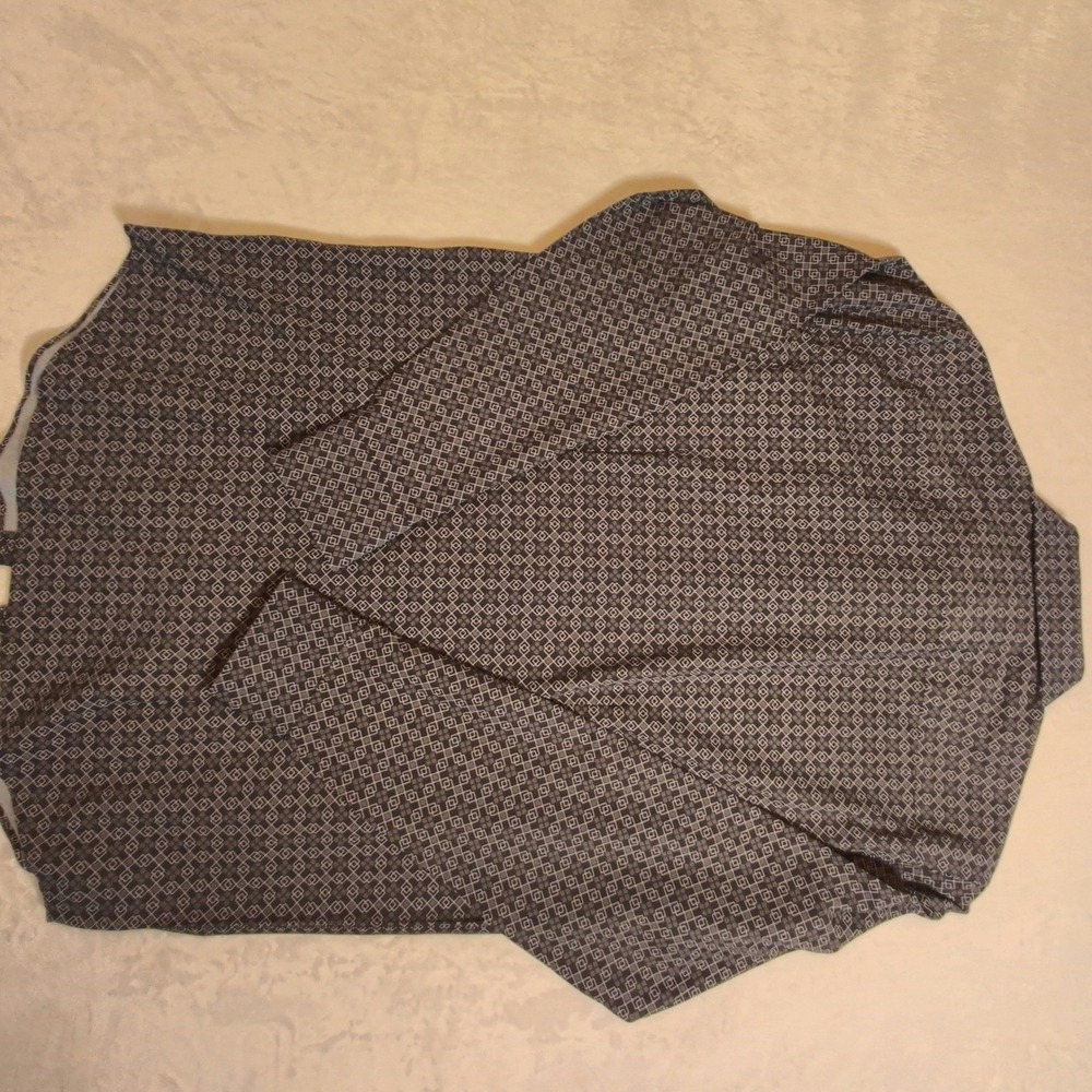 Murano Performance Tall Man Shirt Mens Large Tall LT Black Geometric Button Down - Picture 3 of 8